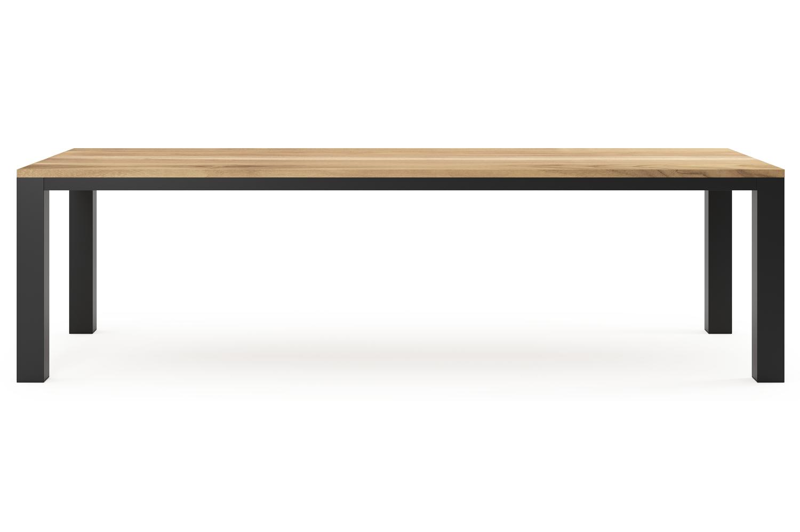 Table de jardin Nano en aluminium noir et teck - Lg 280 x Larg. 110 x H 75 cm