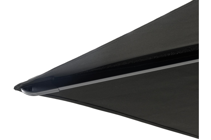 Viola staanparasol in zwart aluminium met zwart weather+ softtouch parasoldoek - L1 300 x L2 300 cm (met voet)