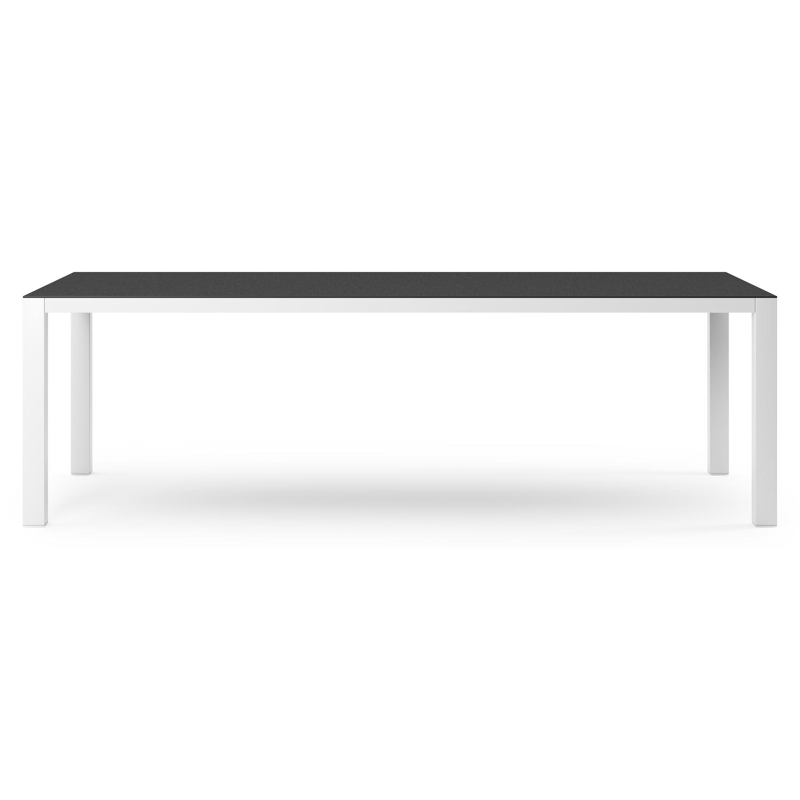 Table de jardin Como rectangulaire en aluminium blanc et céramique pleine Nero Black - Lg. 240 x Lrg. 100 x Haut. 75 cm
