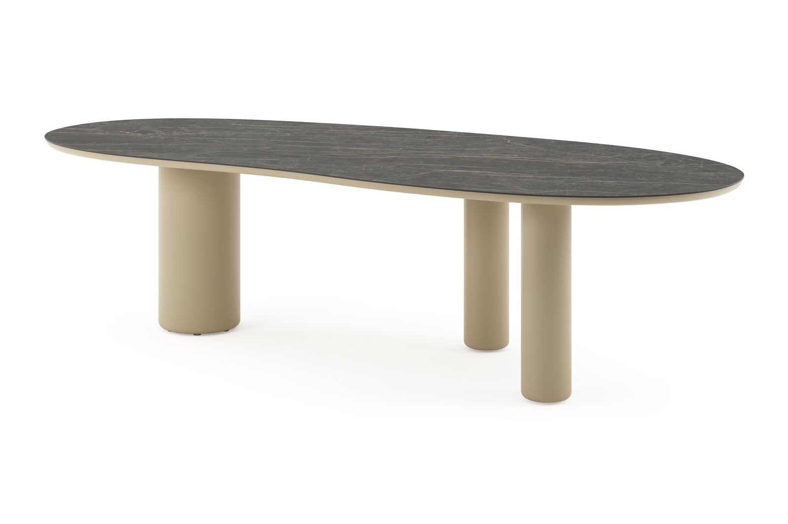 Amico tuintafel organisch in beige aluminium en volkeramiek Black Obsession - L 280 x B 120 x H 73.5 cm