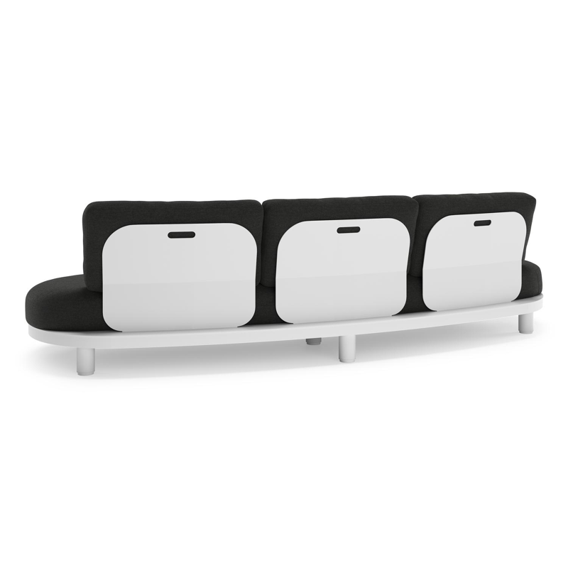 Canapé de jardin Donato en aluminium blanc et coussins en all weather sunbrella® luxe Chartres Sooty