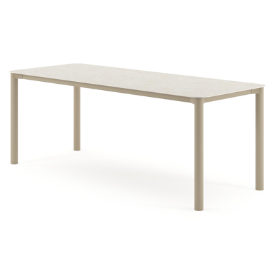 Orso tuintafel rechthoekig afgerond in beige aluminium en volkeramiek Shilin - L 200 x B 80 x H 74.5 cm