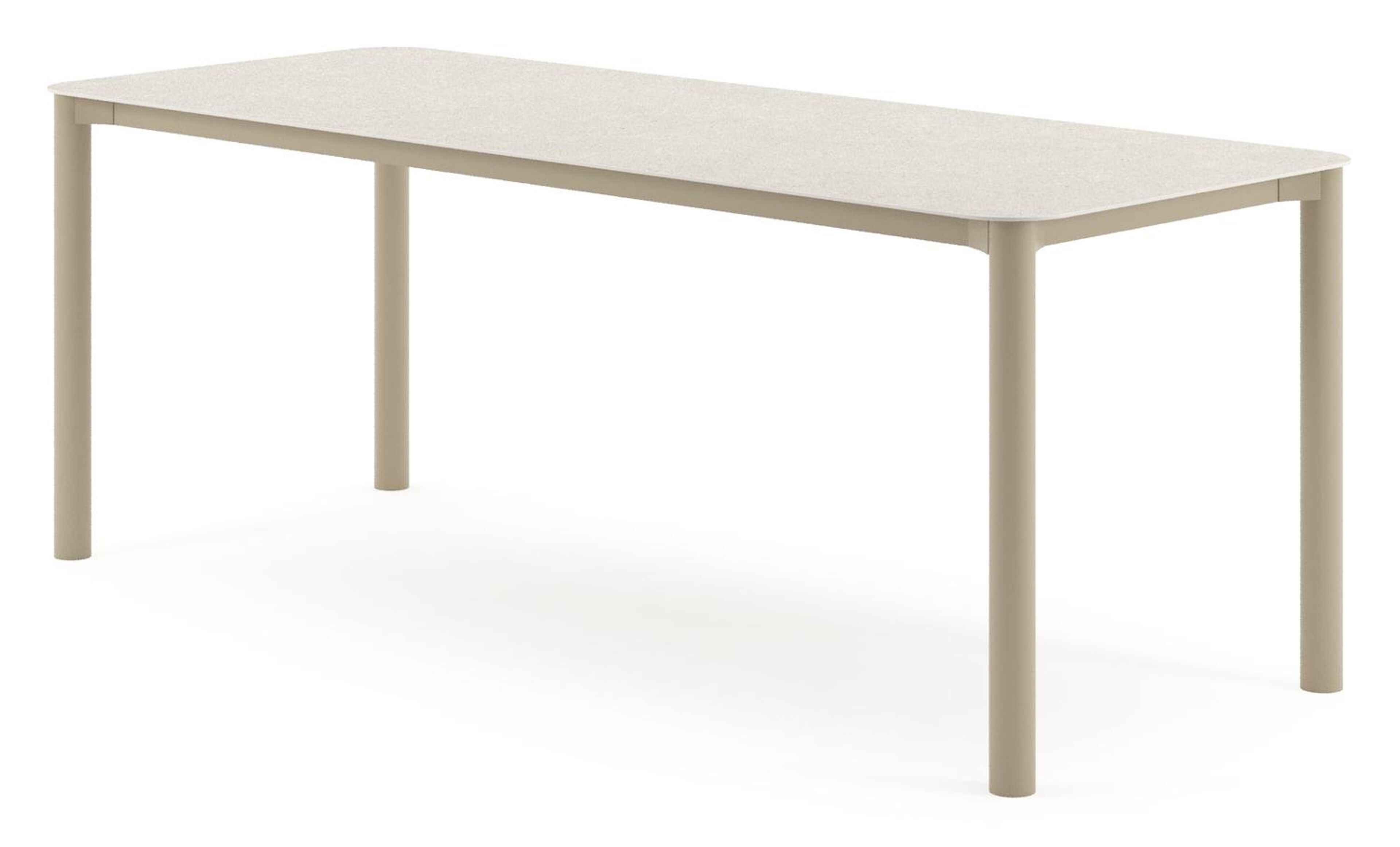 Orso tuintafel rechthoekig afgerond in beige aluminium en volkeramiek Shilin - L 200 x B 80 x H 74.5 cm