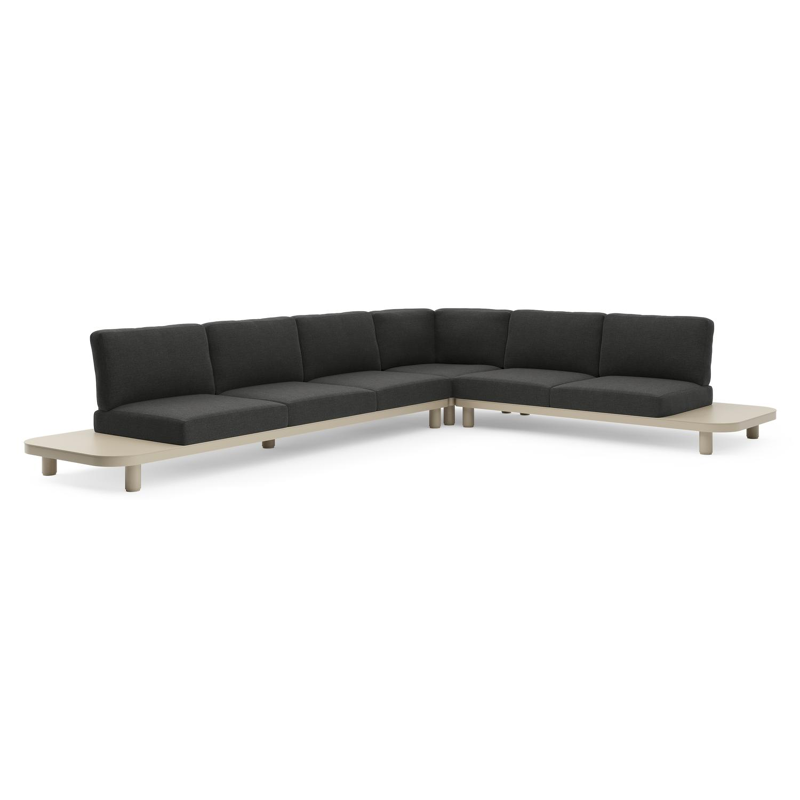 Donato loungehoek in beige aluminium met chartres sooty all weather sunbrella® luxe kussen