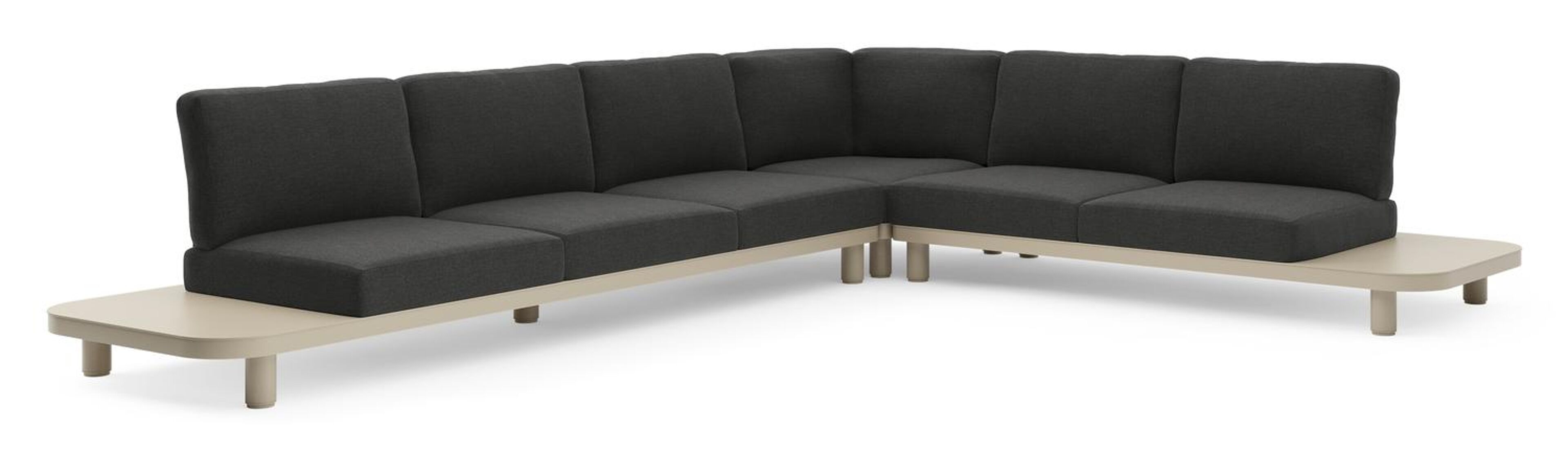 Donato loungehoek in beige aluminium met chartres sooty all weather sunbrella® luxe kussen
