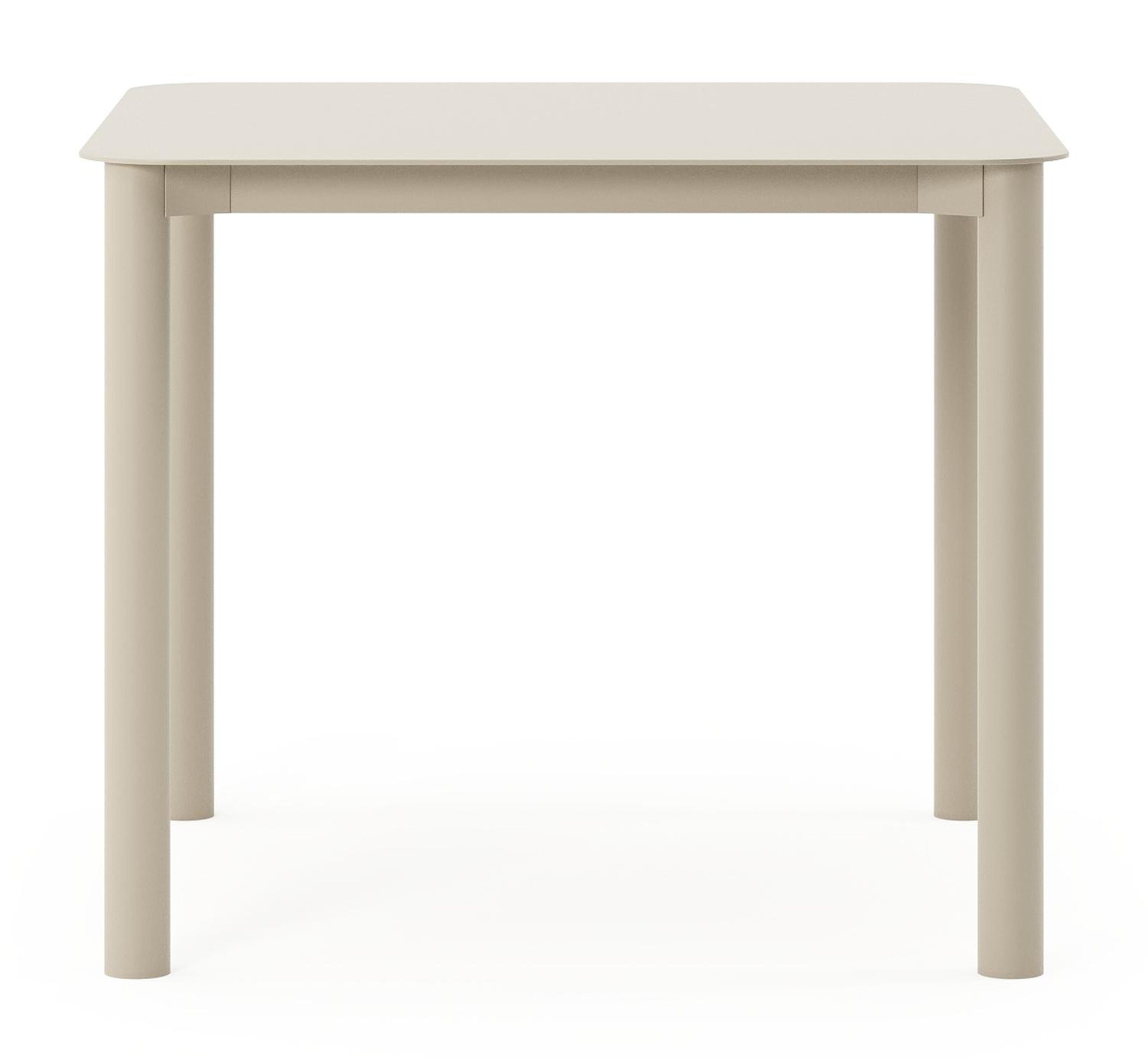 Table de jardin Orso carré arrondi en aluminium beige - Lg. 90 x Lrg. 90 x Haut. 75 cm