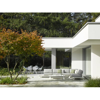 Cesano tuintafel in wit aluminium en volkeramiek aspen grey - L 148 x B 148 x H 74,5 cm