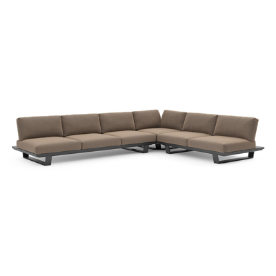 Pagino loungehoek in zwart aluminium met firenze bamboe all weather solica kussen