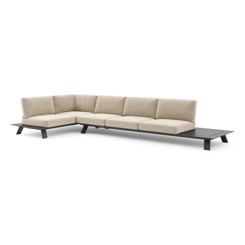 Cesano loungehoek in zwart aluminium met althea chalk all weather Cosytica kussen