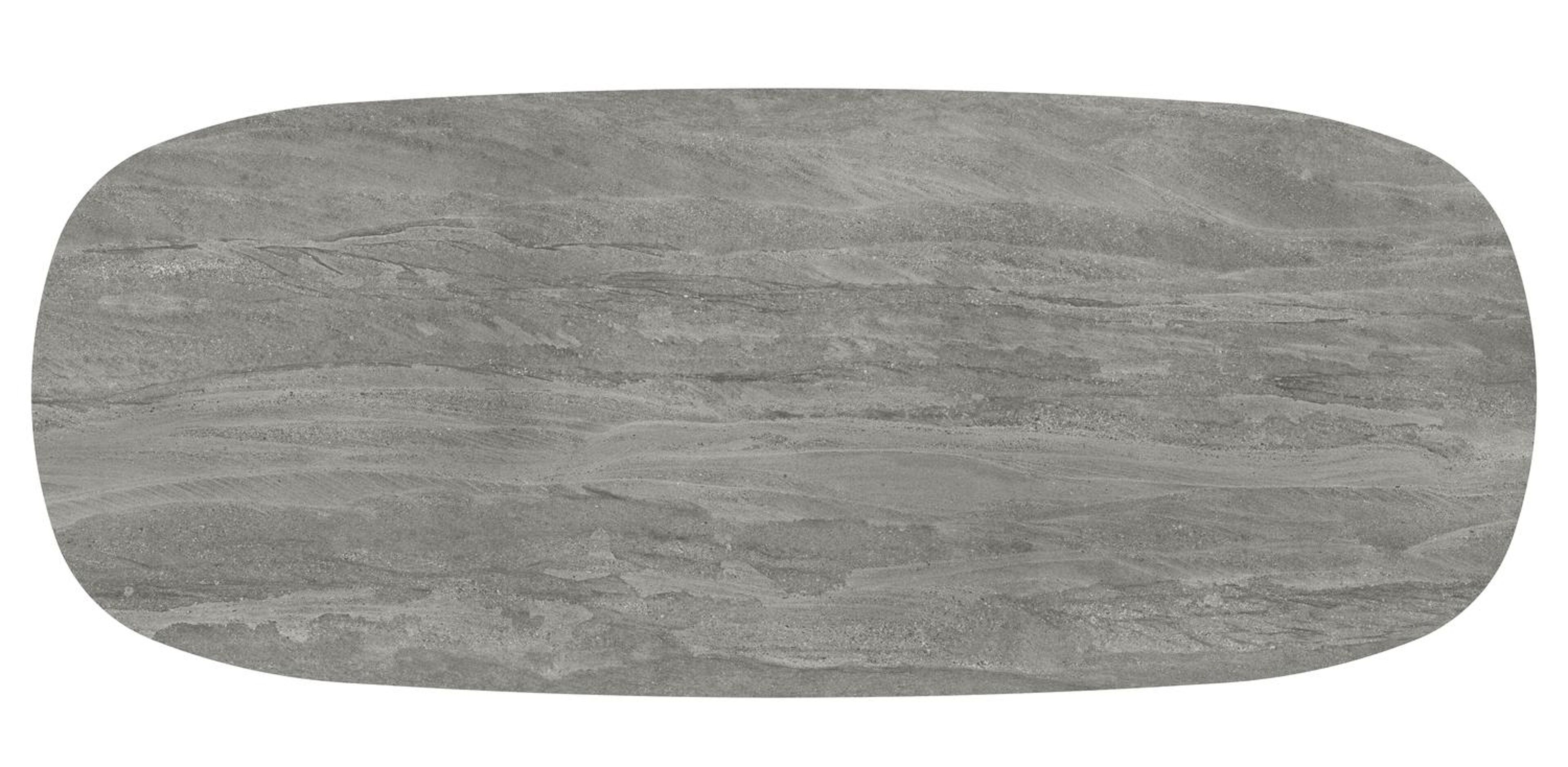 Table de jardin low dining Amico bombo en aluminium beige et céramique pleine Aspen Grey - Lg. 320 x Lrg. 130 x Haut. 61 cm