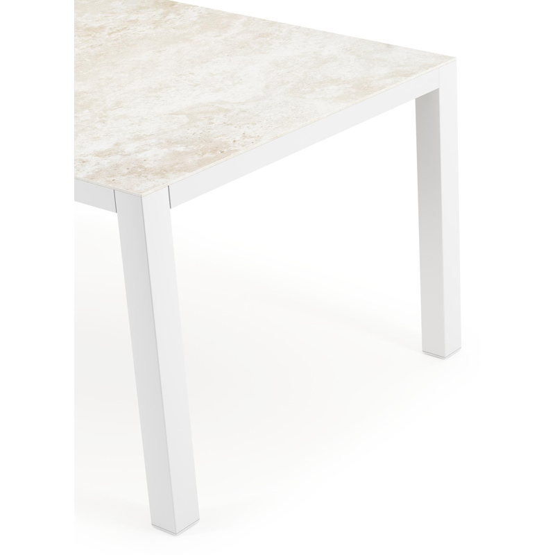 Table de jardin Como rectangulaire en aluminium blanc et céramique pleine Rapolano Lg. 160 x Lrg. 100 cm