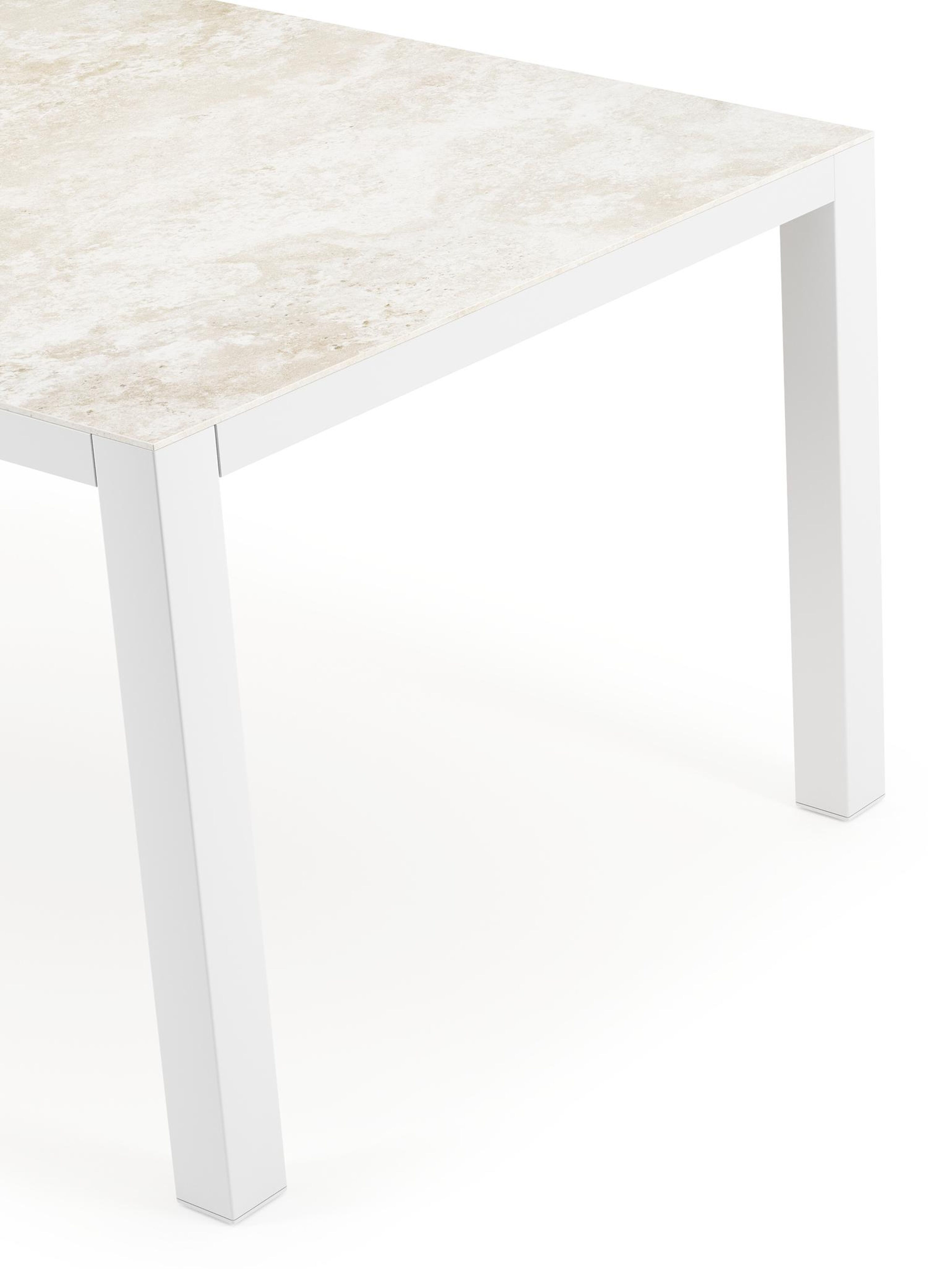 Como tuintafel rechthoekig in wit aluminium en volkeramiek Rapolano - L 160 x B 100 x H 75 cm