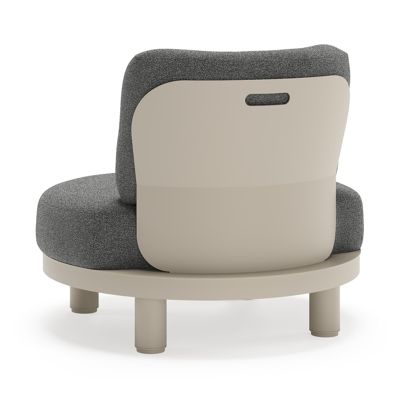 Donato loungestoel in beige aluminium met all weather cosytica Catania Black kussen