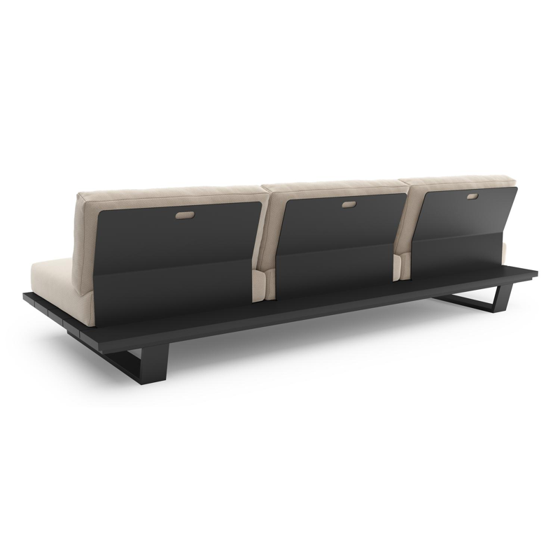 Pagino loungebank in zwart aluminium met lopi antique all weather sunbrella® luxe kussen