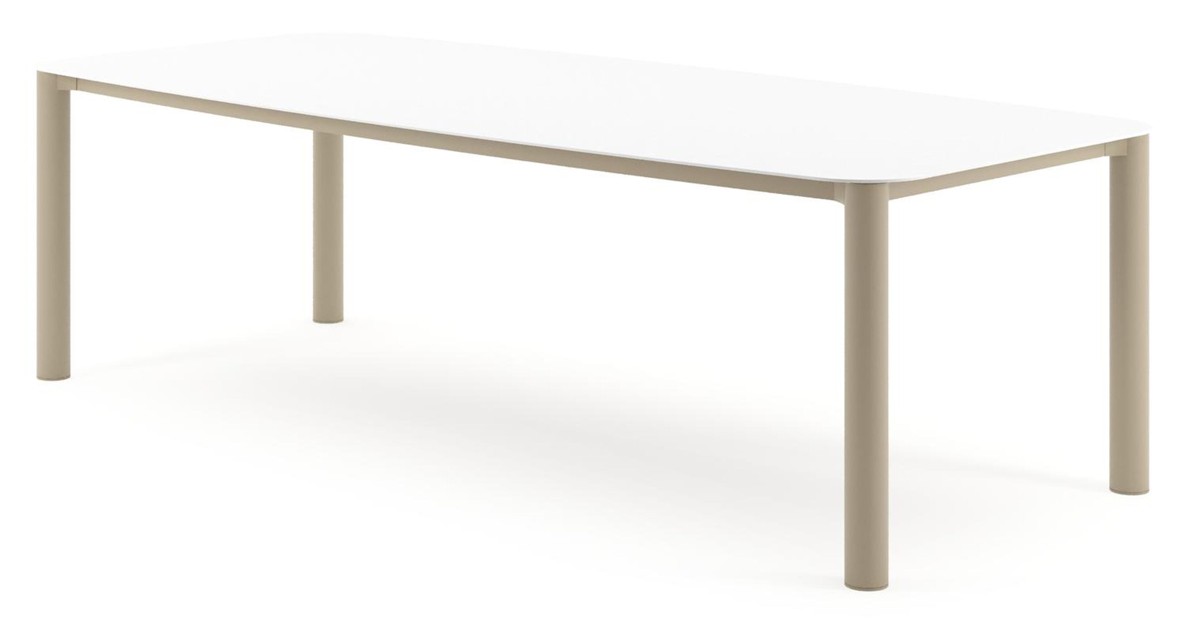 Orso tuintafel bootvorm in beige aluminium en volkeramiek Arctic White - L 255 x B 115 x H 75 cm