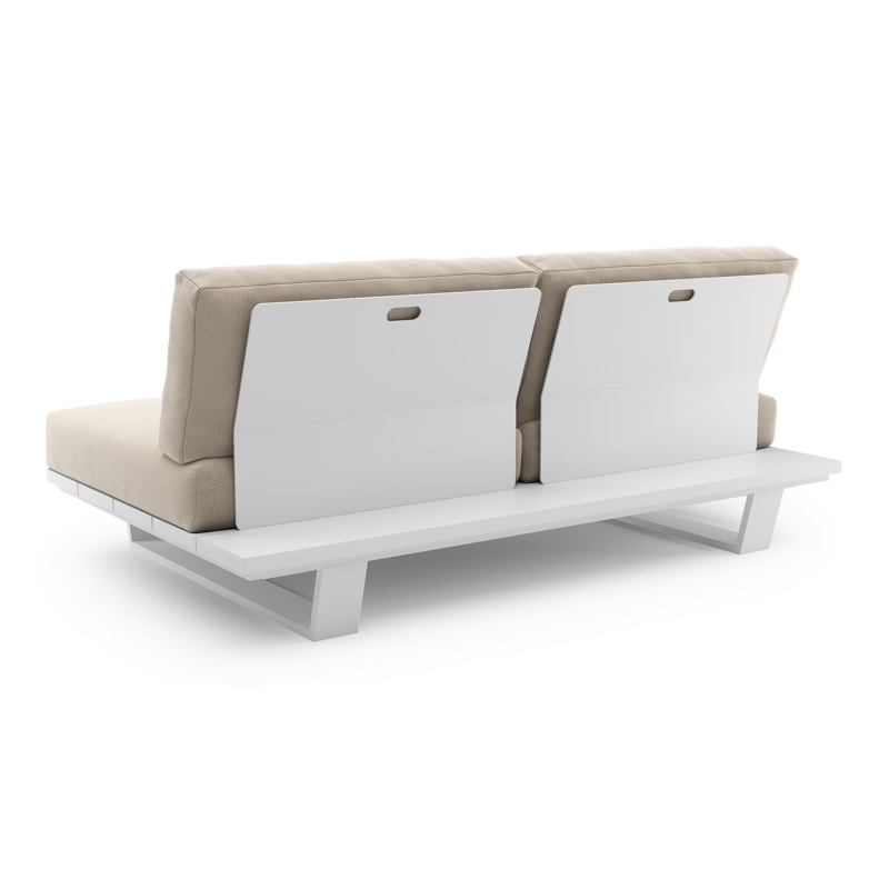 Pagino loungebank in wit aluminium met lopi antique all weather sunbrella® luxe kussen