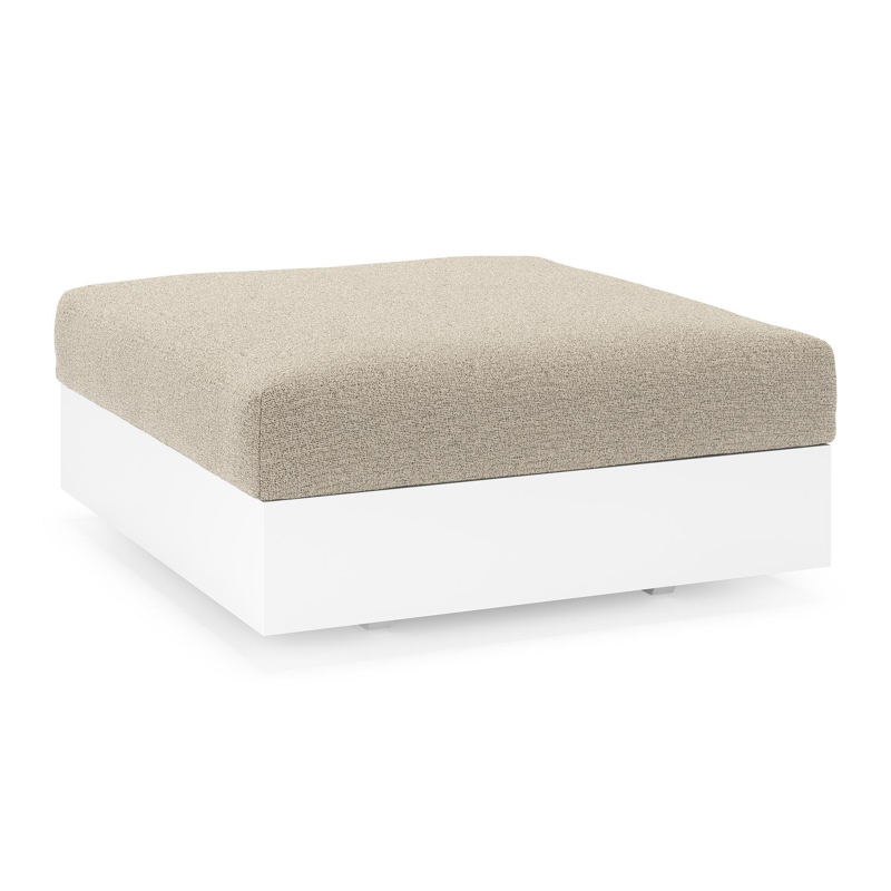 Como poef in wit aluminium met catania beige all weather cosytica kussen