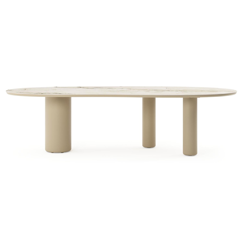 Amico tuintafel organisch in beige aluminium en volkeramiek Colorado Dunes - L 280 x B 120 x H 73.5 cm