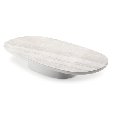 Amico loungetafel bombo in wit aluminium en volkeramiek Taj Mahal - L 171 x B 89 x H 24 cm