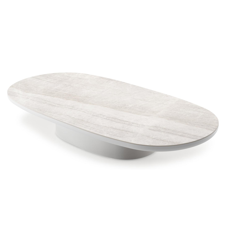 Amico loungetafel bombo in wit aluminium en volkeramiek Taj Mahal - L 171 x B 89 x H 24 cm