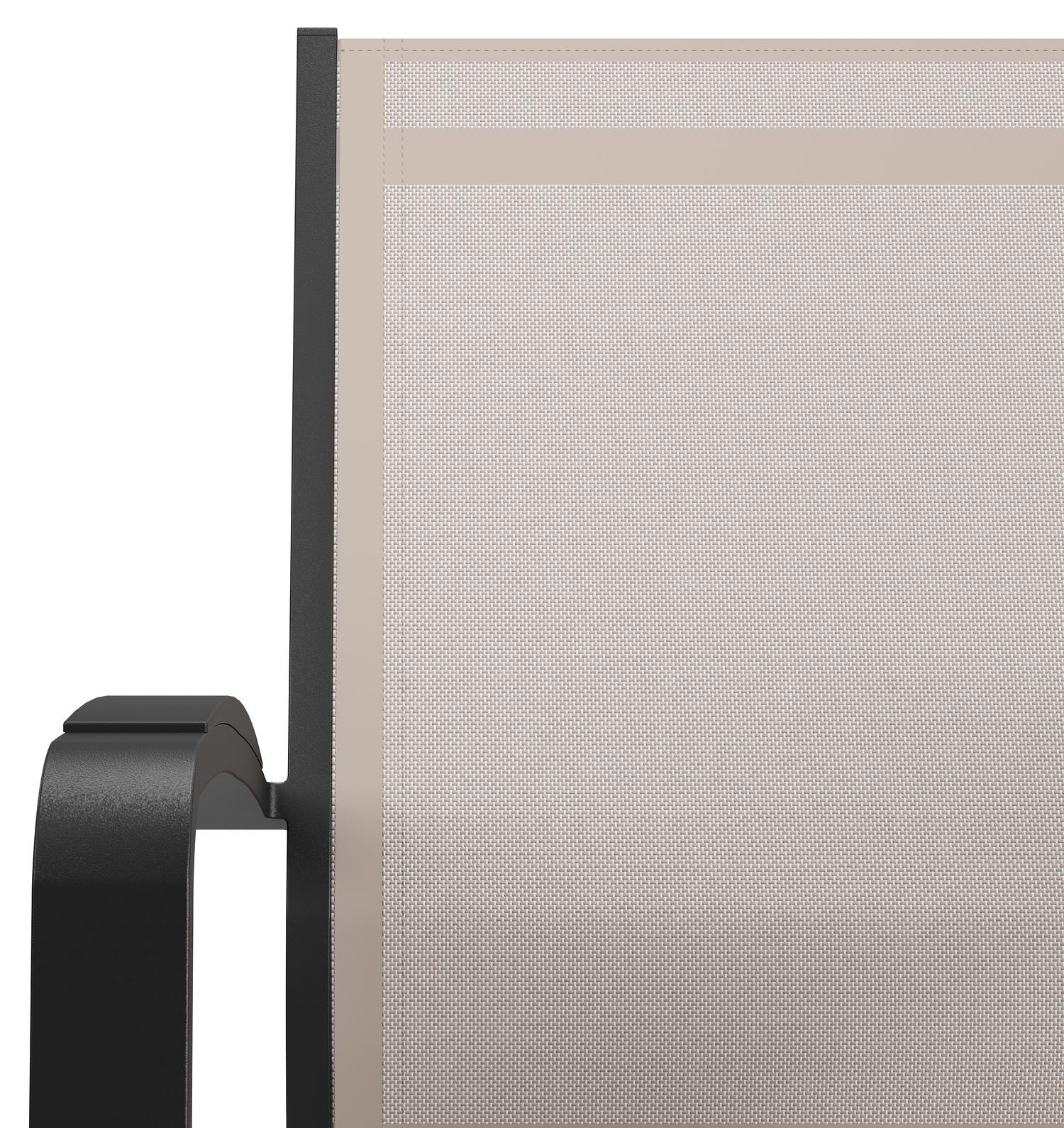 Chaise de jardin empilable Lioni en alumium noir et textilène simple beige