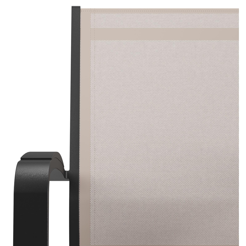 Lioni stapelbare tuinstoel in zwart aluminium en beige single textilene