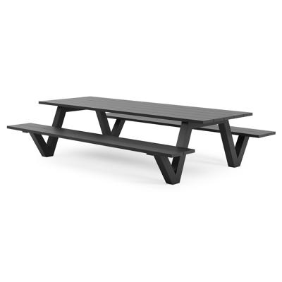 Norma picknicktafel in zwart aluminium - L 300 x B 213 x H 74 cm