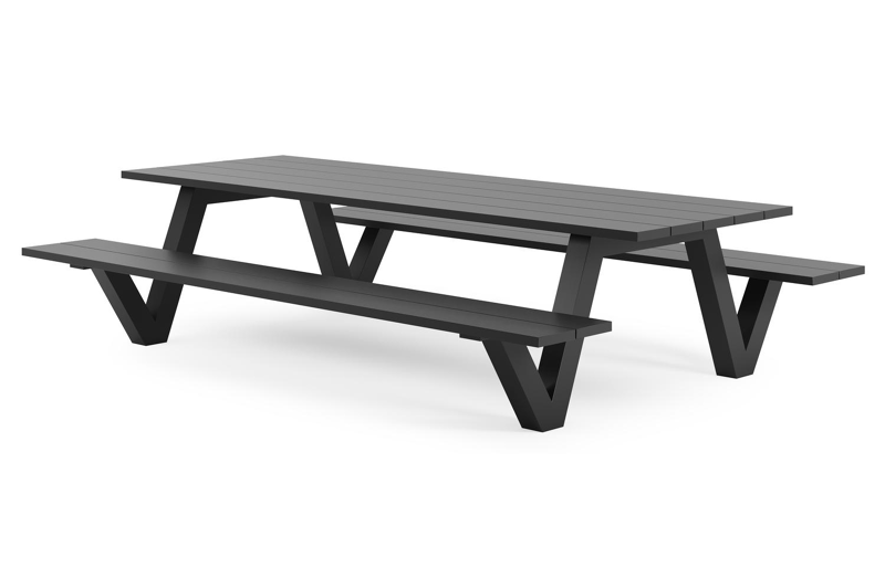 Norma picknicktafel in zwart aluminium - L 300 x B 213 x H 74 cm