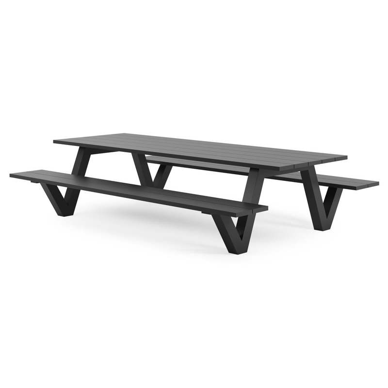 Norma picknicktafel in zwart aluminium - L 300 x B 213 x H 74 cm