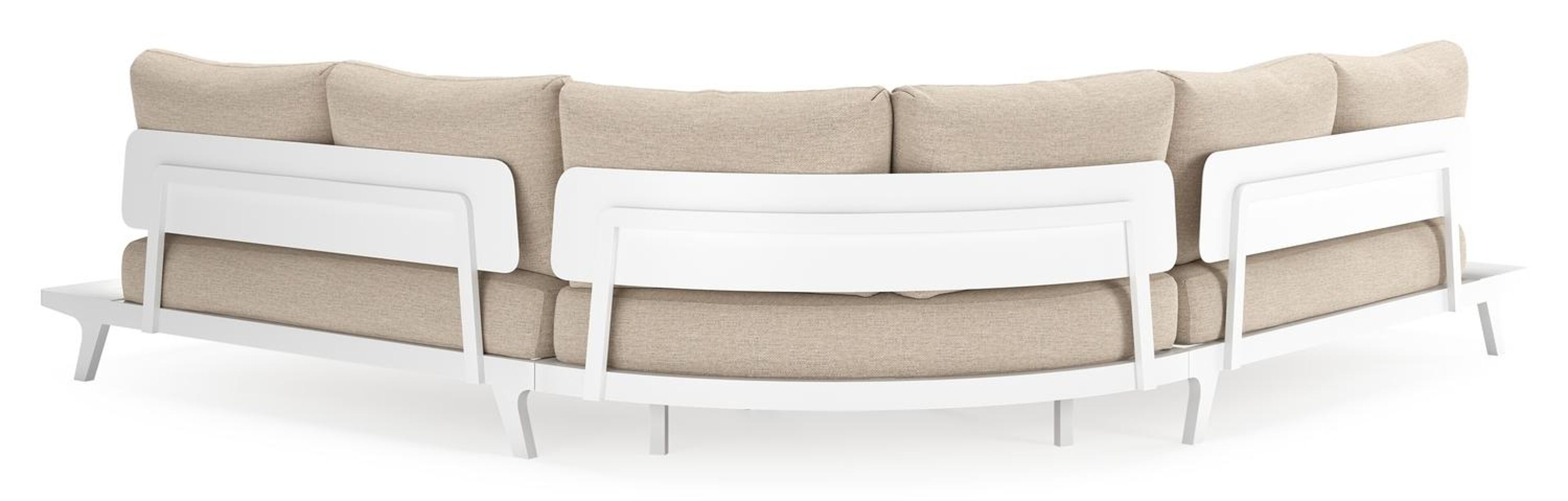 Bolzano loungehoek in wit aluminium met rustic weather+ softtouch kussens