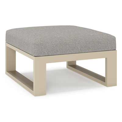 Verato poef in beige aluminium met tundra charcoal all weather sunbrella® luxe kussen