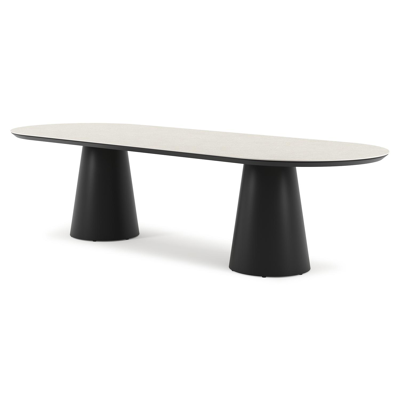 Table de jardin Donato en aluminium noir et céramique pleine shilin - Lg 300 x Larg. 110 x H 74 cm