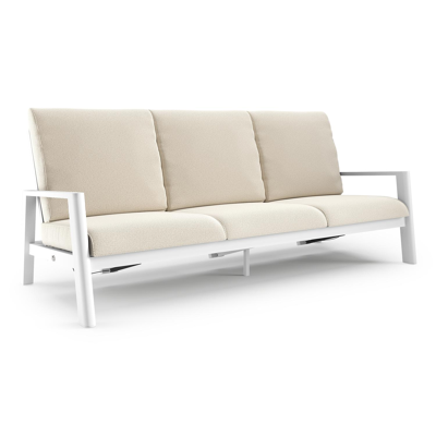 Canapé de jardin Cirello en aluminium blanc et coussins en all weather cosytica althea off white