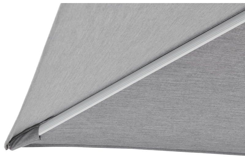 Rufina zweefparasol met tiltfunctie in wit aluminium met natte charcoal chine all weather sunbrella® luxe parasoldoek - L1: 300 x L2: 300 cm (met voet)