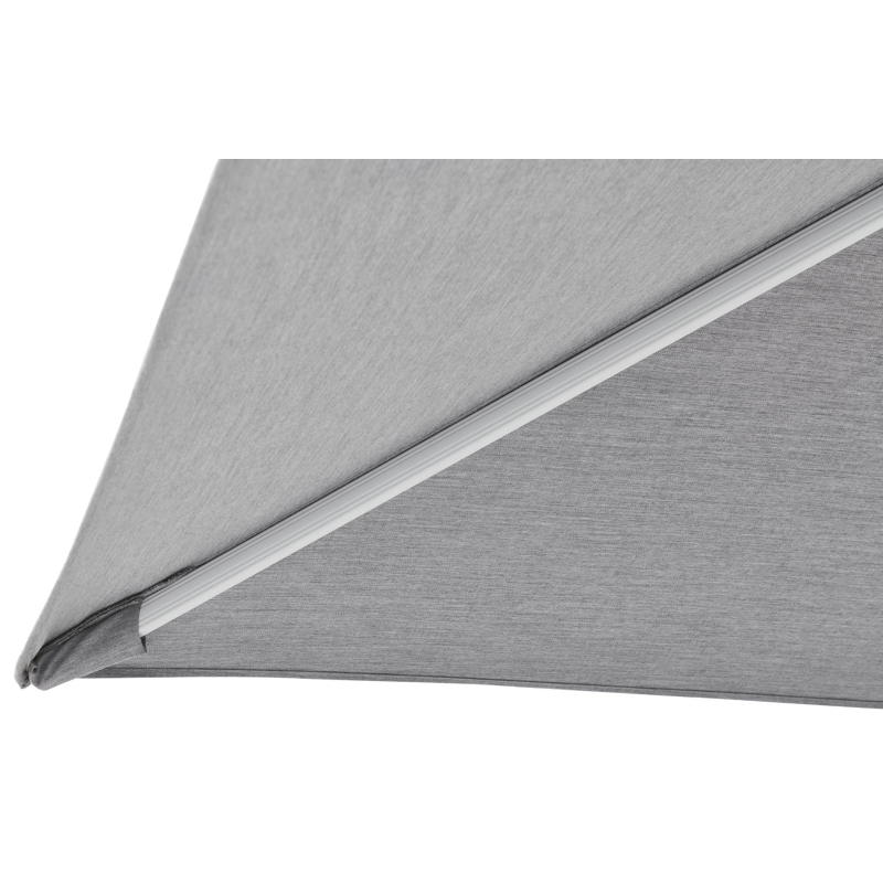 Parasol pendant Rufina avec fonction tilt en aluminium blanc avec toile de parasol en all weather sunbrella® premium gris - Larg1 300 x Larg2 300 cm (sans pied de parasol)
