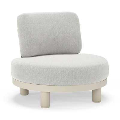 Fauteuil de jardin Donato en aluminium beige et coussins en all weather sunbrella® luxe Savane Nimbus