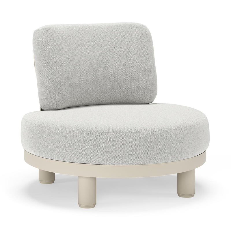 Donato loungestoel in beige aluminium met all weather sunbrella® luxe Savane Nimbus kussen