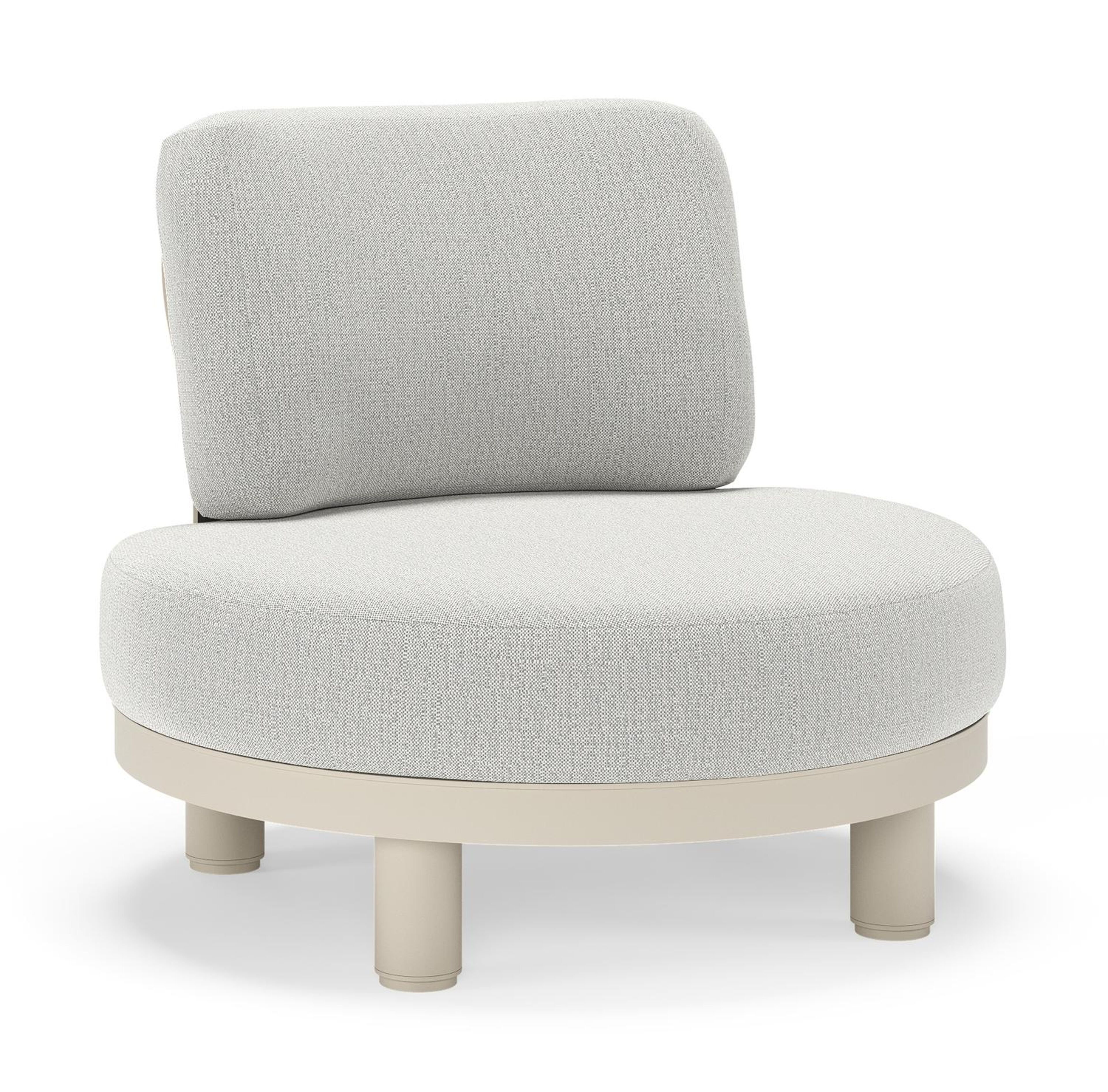 Fauteuil de jardin Donato en aluminium beige et coussins en all weather sunbrella® luxe Savane Nimbus