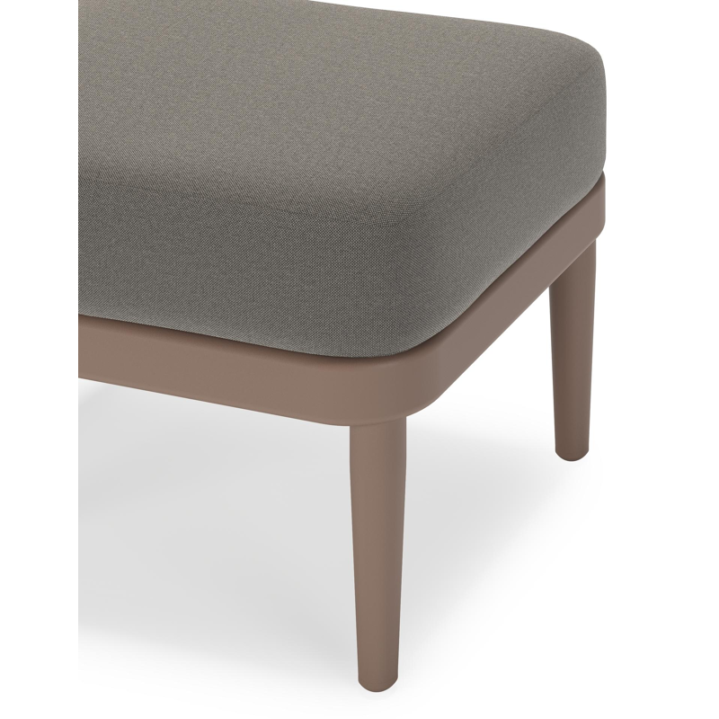 Pouf Orso en aluminium taupe et coussins en all weather sunbrella® luxe Natte Dark Taupe