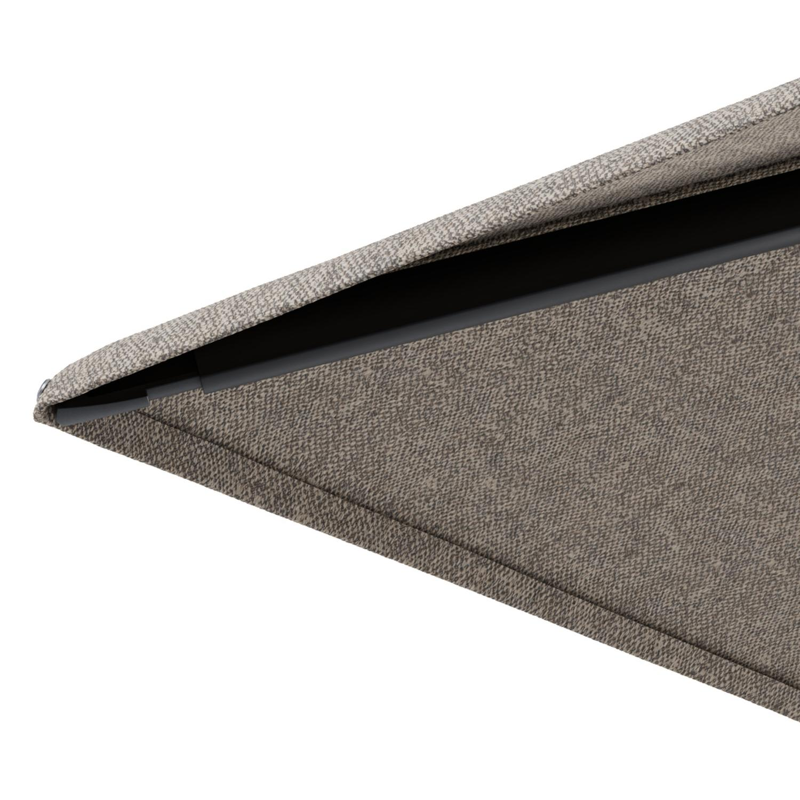 Parasol pendant Minore avec fonction tilt en aluminium noir et toile de parasol All Weather Sunbrella® Luxe Chartres Pewter - Lg.1: 280 x Lg.2: 370 cm avec pied de parasol Minore 260 kg avec roulettes