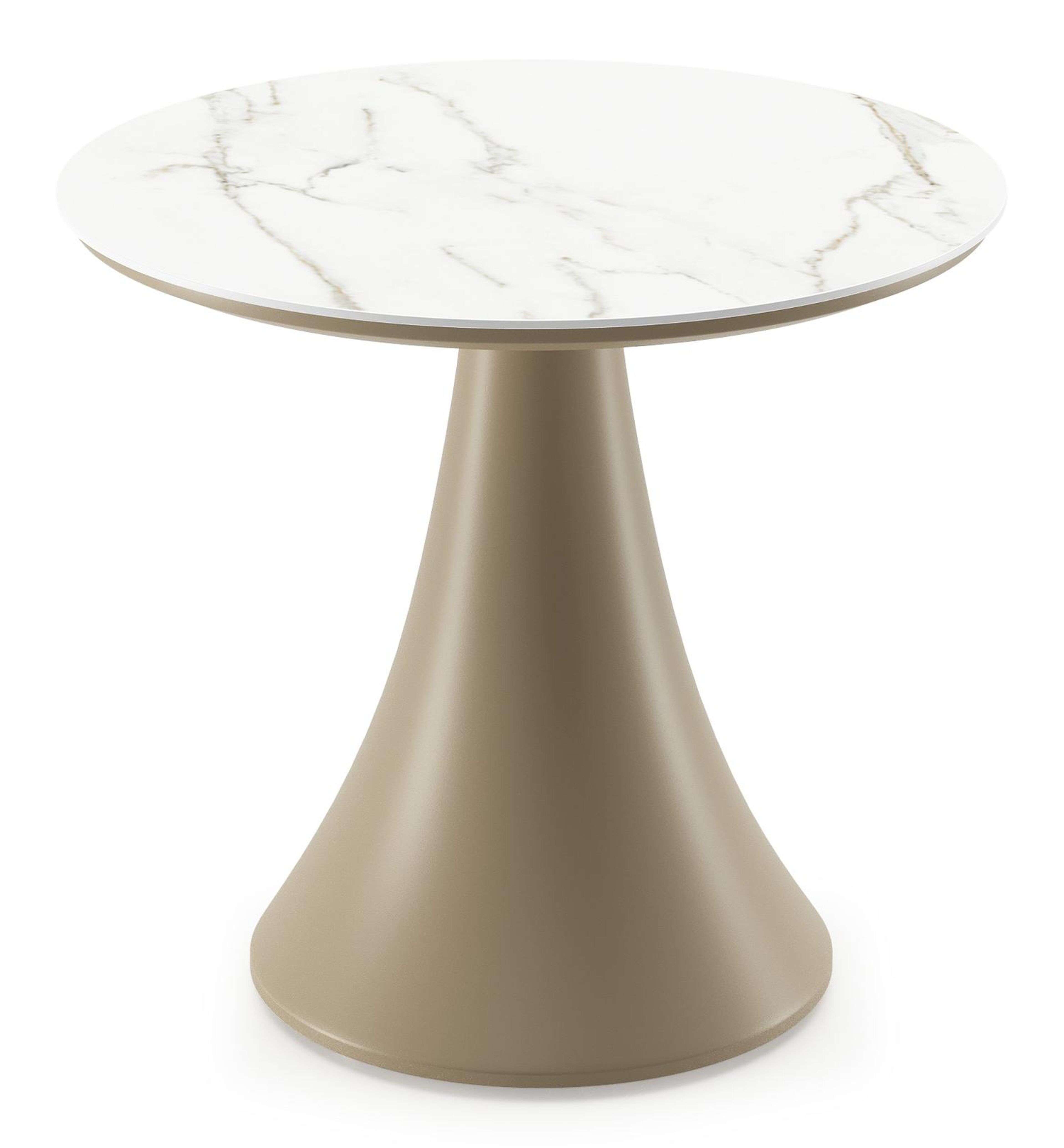 Fano low dining loungetafel rond in beige aluminium en volkeramiek Calacatta - Dia. 65 x H 55 cm