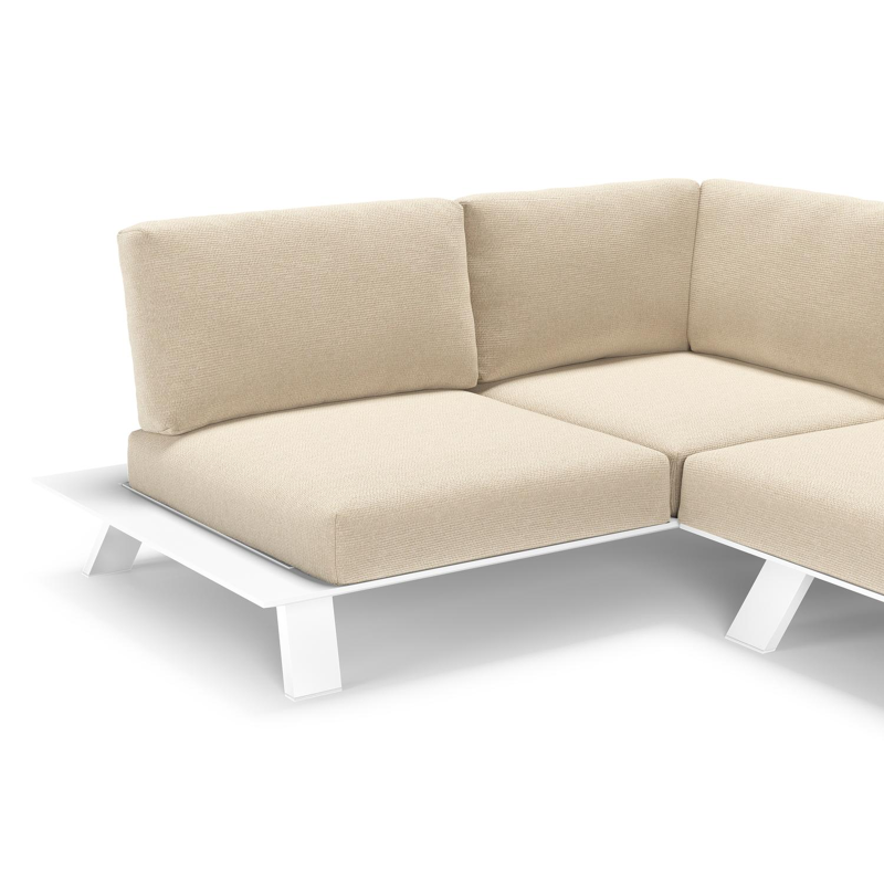Cesano loungehoek in wit aluminium met althea chalk all weather Cosytica kussen