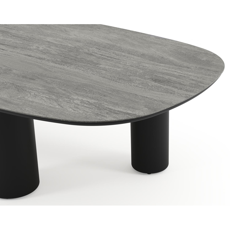 Amico tuintafel bombo xl in zwart aluminium en volkeramiek Aspen Grey - L 270 x B 148 x H 73.5 cm