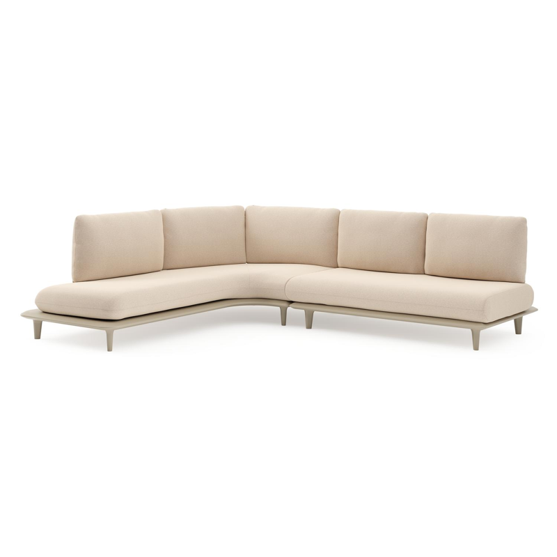 Bomero loungehoek in beige aluminium met heritage papyrus all weather sunbrella® luxe kussen