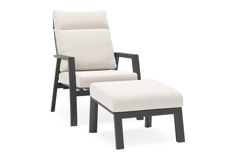 Mismo loungestoel in zwart aluminium met beige weather+ softtouch kussens