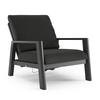 Cirello loungestoel 1-zit in zwart aluminium met chartres sooty all weather sunbrella® luxe kussen