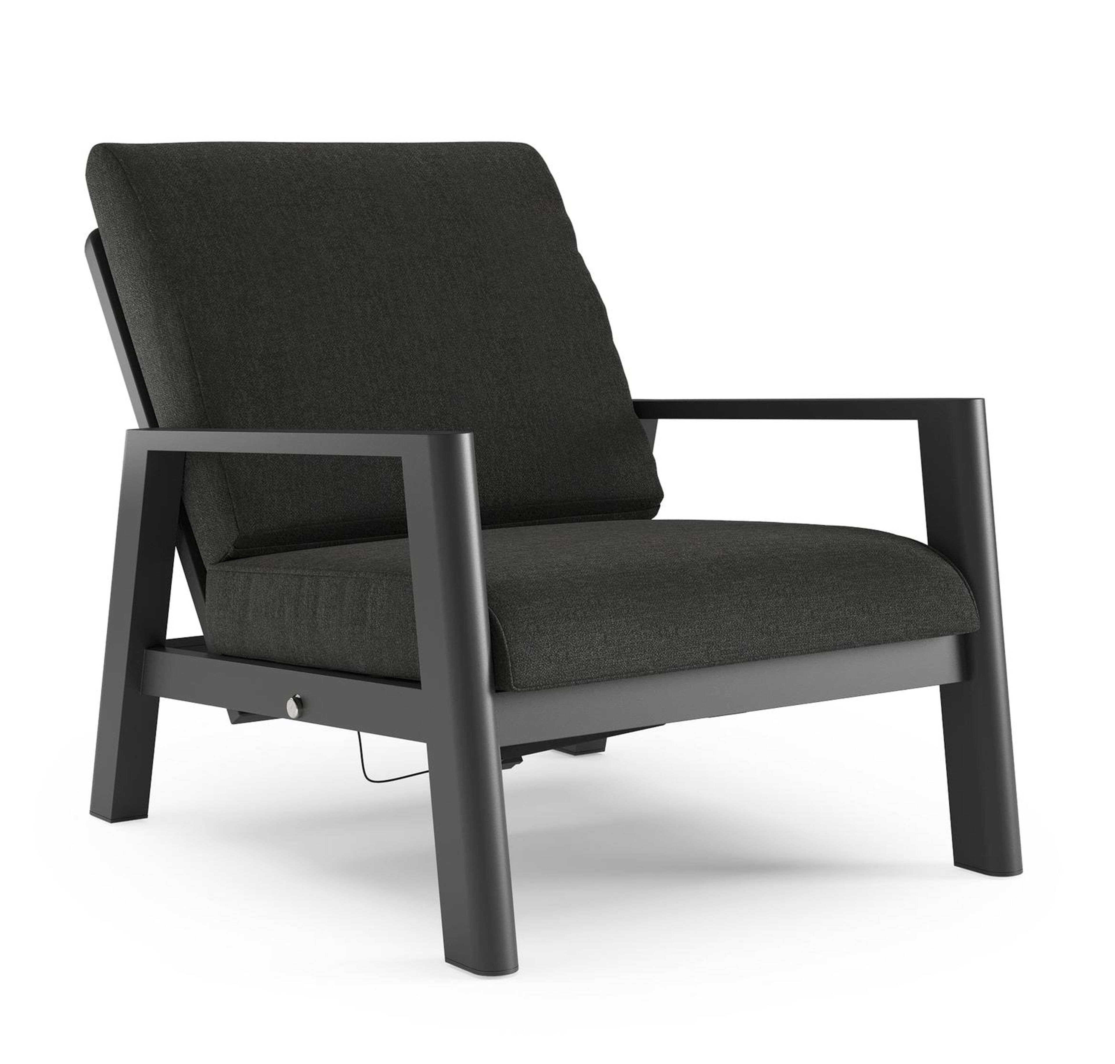 Cirello loungestoel 1-zit in zwart aluminium met chartres sooty all weather sunbrella® luxe kussen