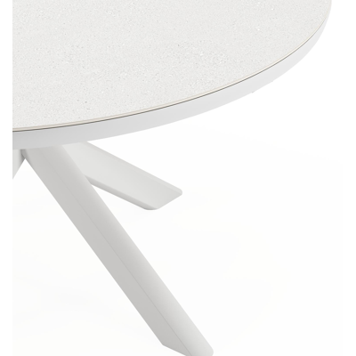 Pamplona tuintafel rond in wit aluminium en sintered stone Topo minerale - Dia. 140 x H 72 cm