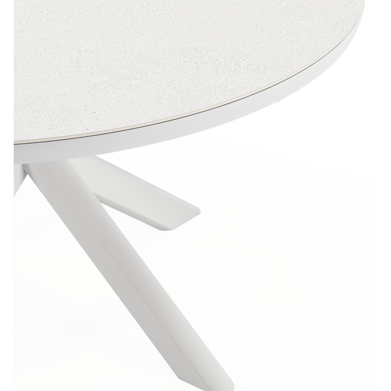 Pamplona tuintafel rond in wit aluminium en sintered stone Topo minerale - Dia. 140 x H 72 cm
