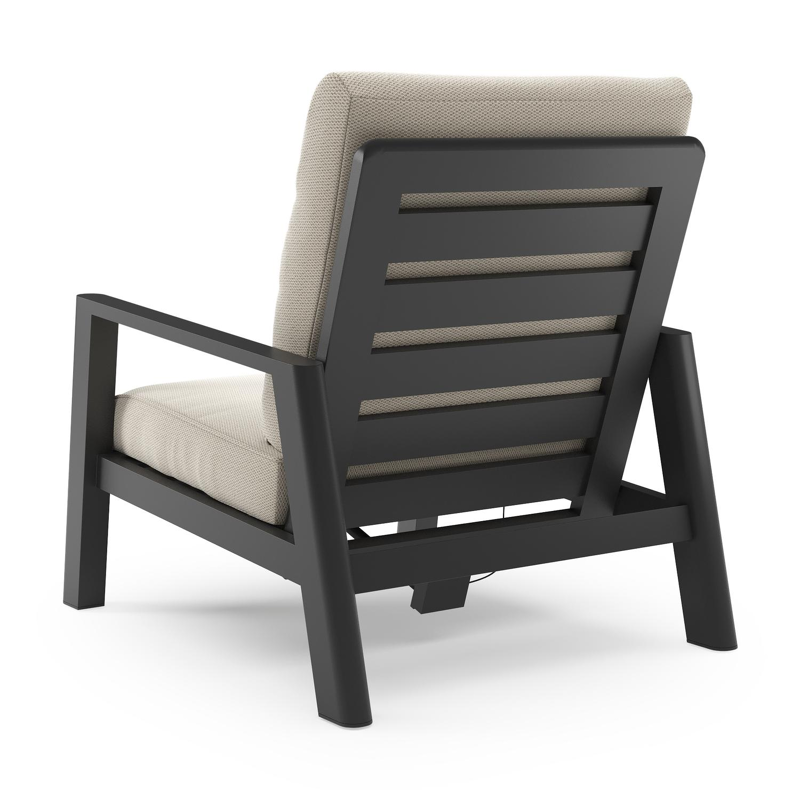 Cirello loungestoel in zwart aluminium met lopi marble all weather sunbrella® luxe kussen